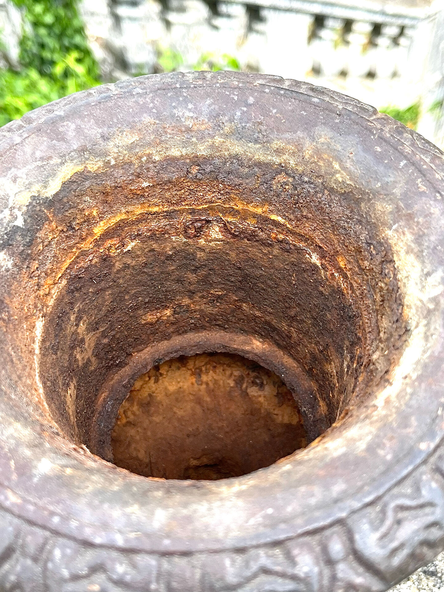 Iron garden urn planter, Antique French cast iron classical campana va