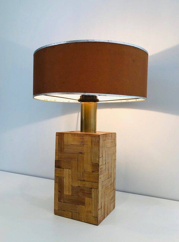 Straw marquetry lamp