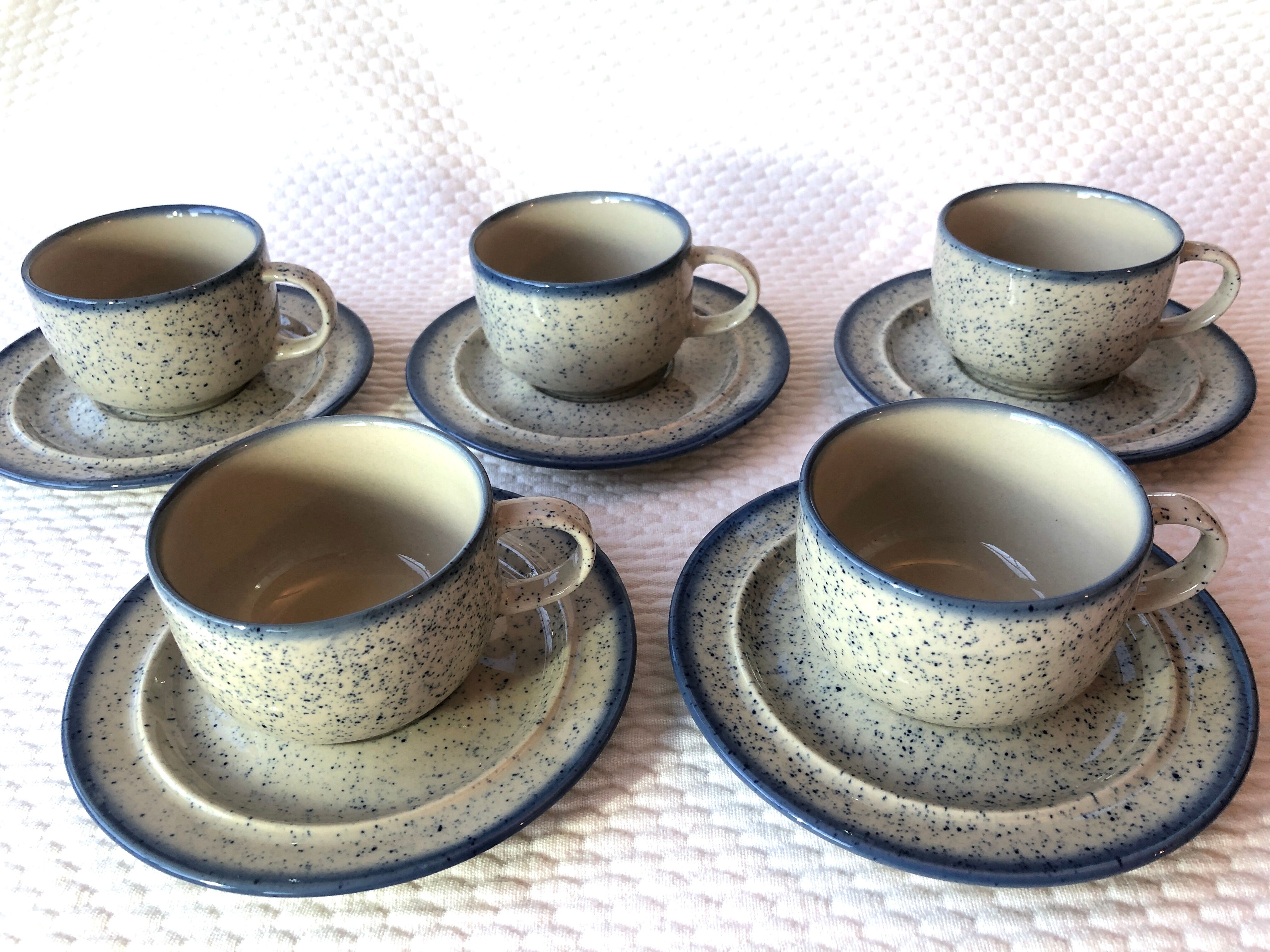 Blue glazed ceramic coffee cups