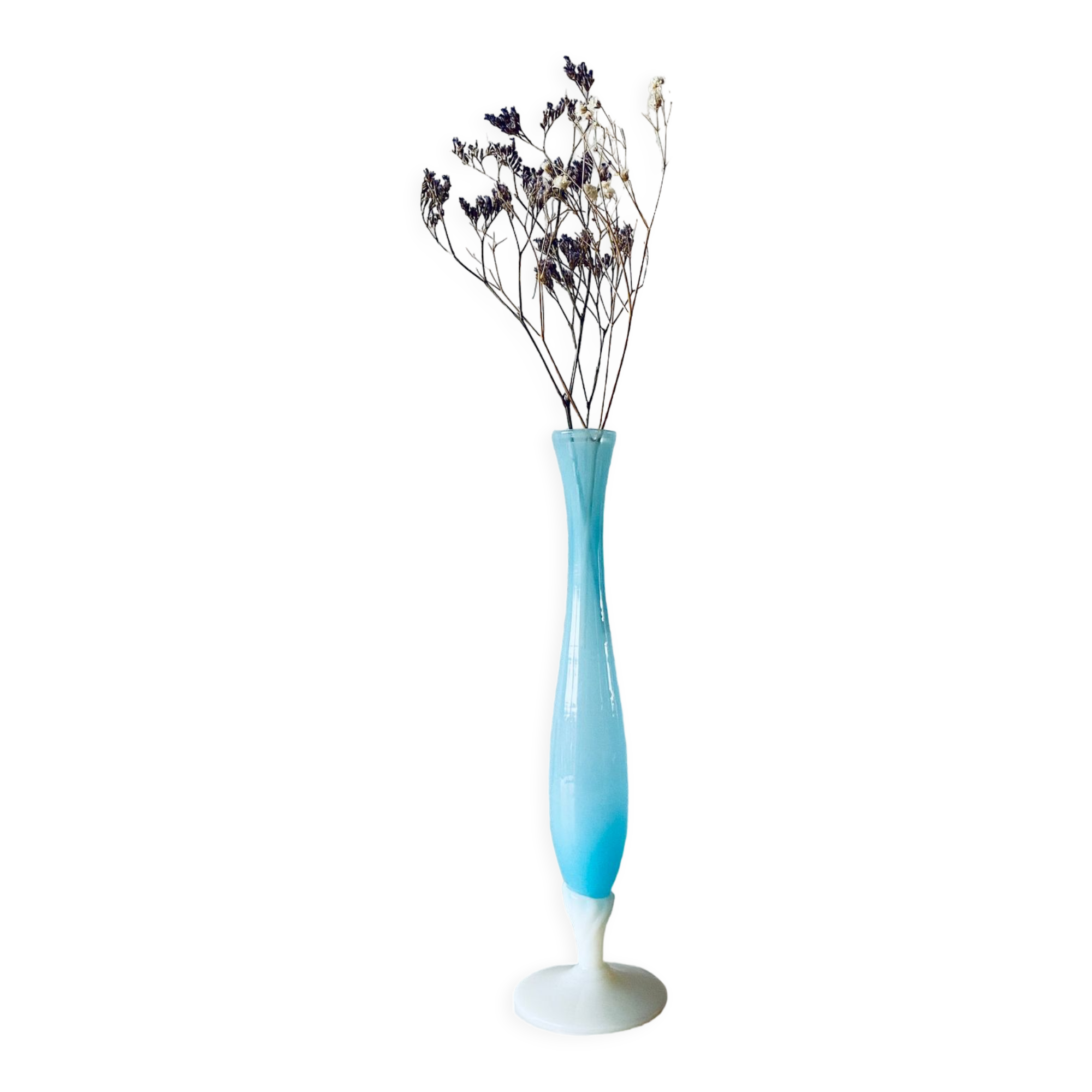 Antique vase in blue and white opaline