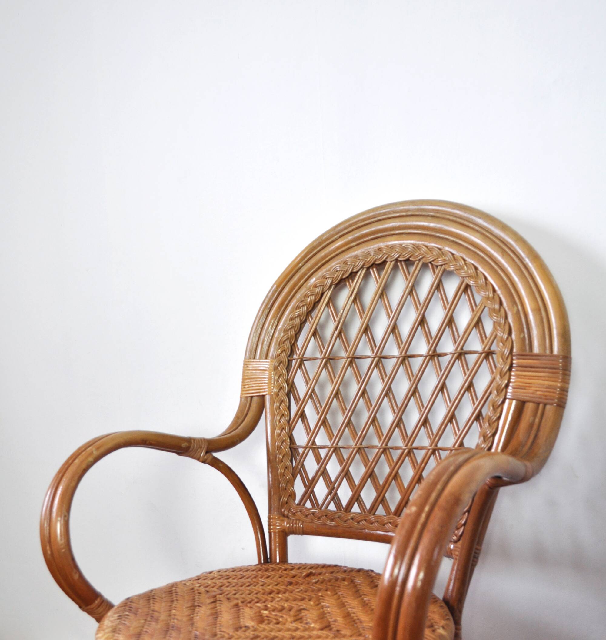Fauteuil en rotin et bambou du 20e siècle