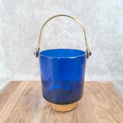 Seau à glace bleu cobalt – style Holmegaard / design scandinave 60–70
