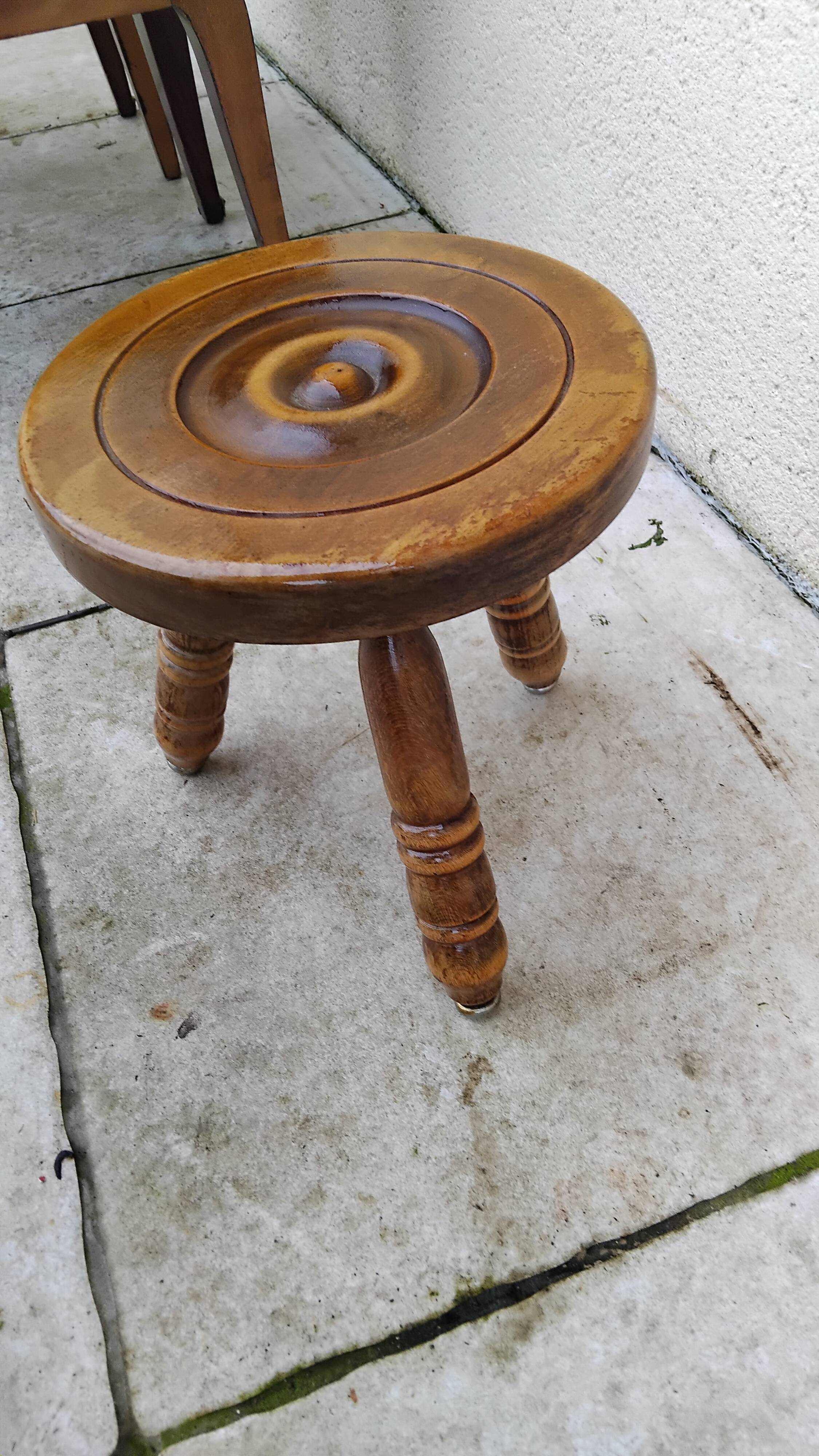 Small low vintage wooden stool