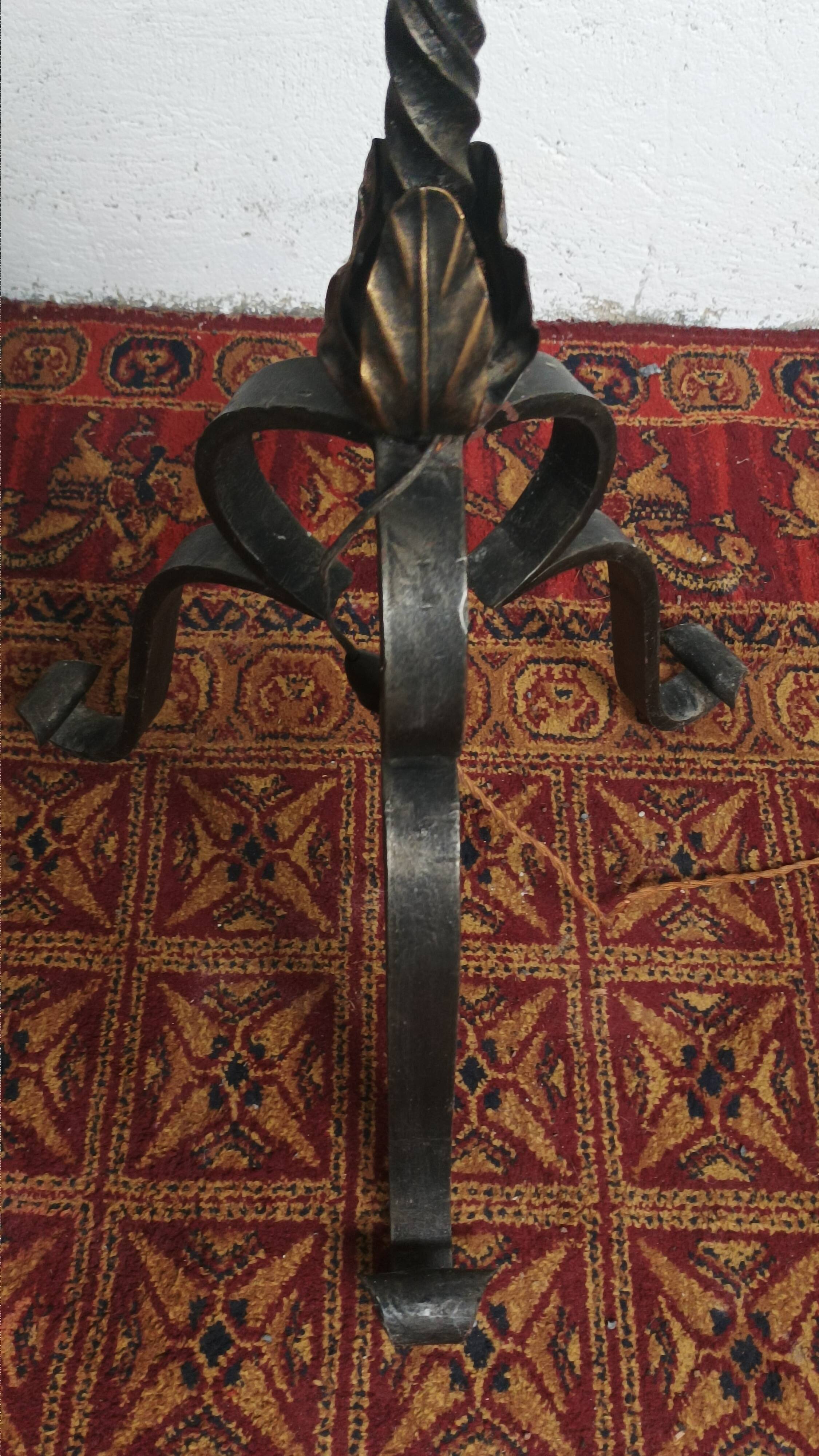 Wrought iron floor lamp with 5 light arms, 1940