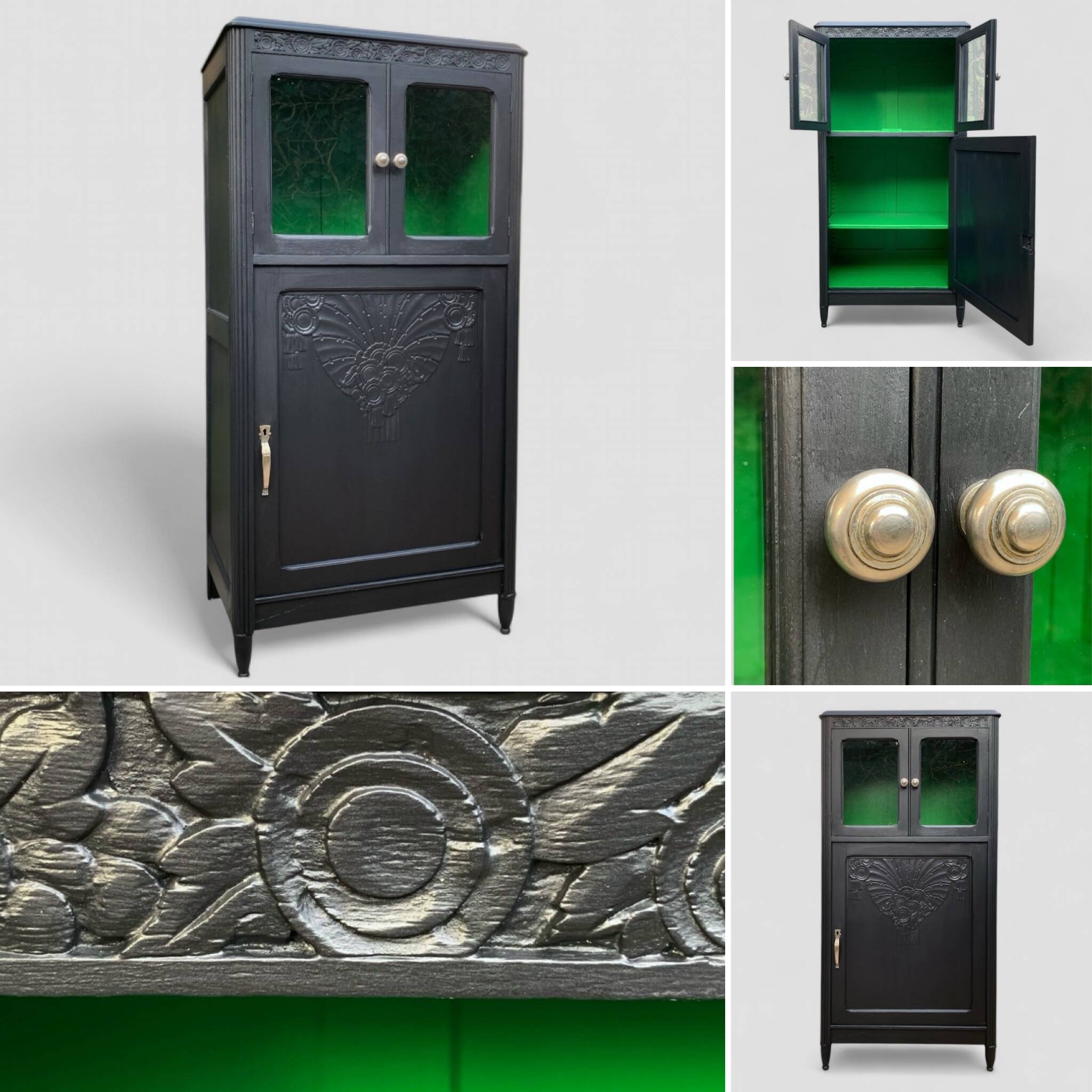 Parisian buffet with black glass front, Art Deco style, 1930