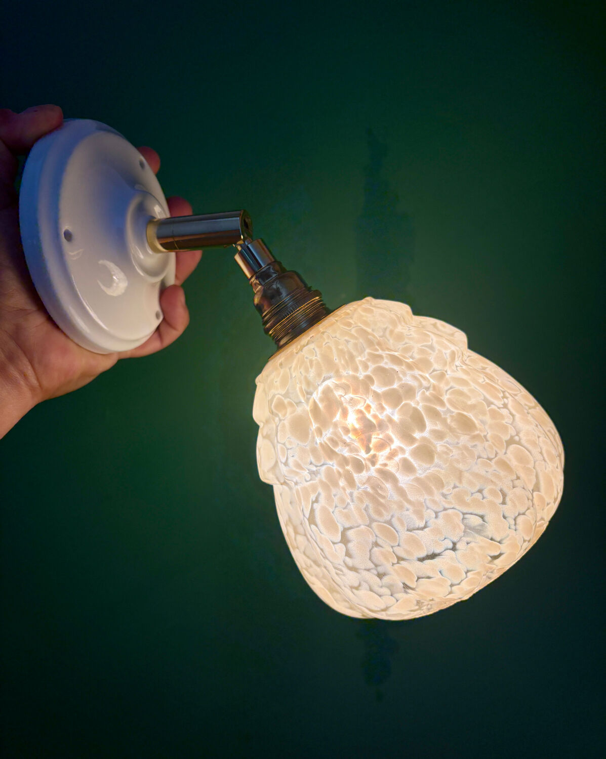 Vintage glass globe wall light in yellow from Clichy.