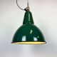 Industrial green enamel factory lamp with cast iron top, 1960s