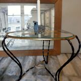 Table basse tripode en fer forgé vintage