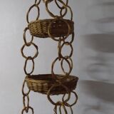 Suspension of three wicker baskets