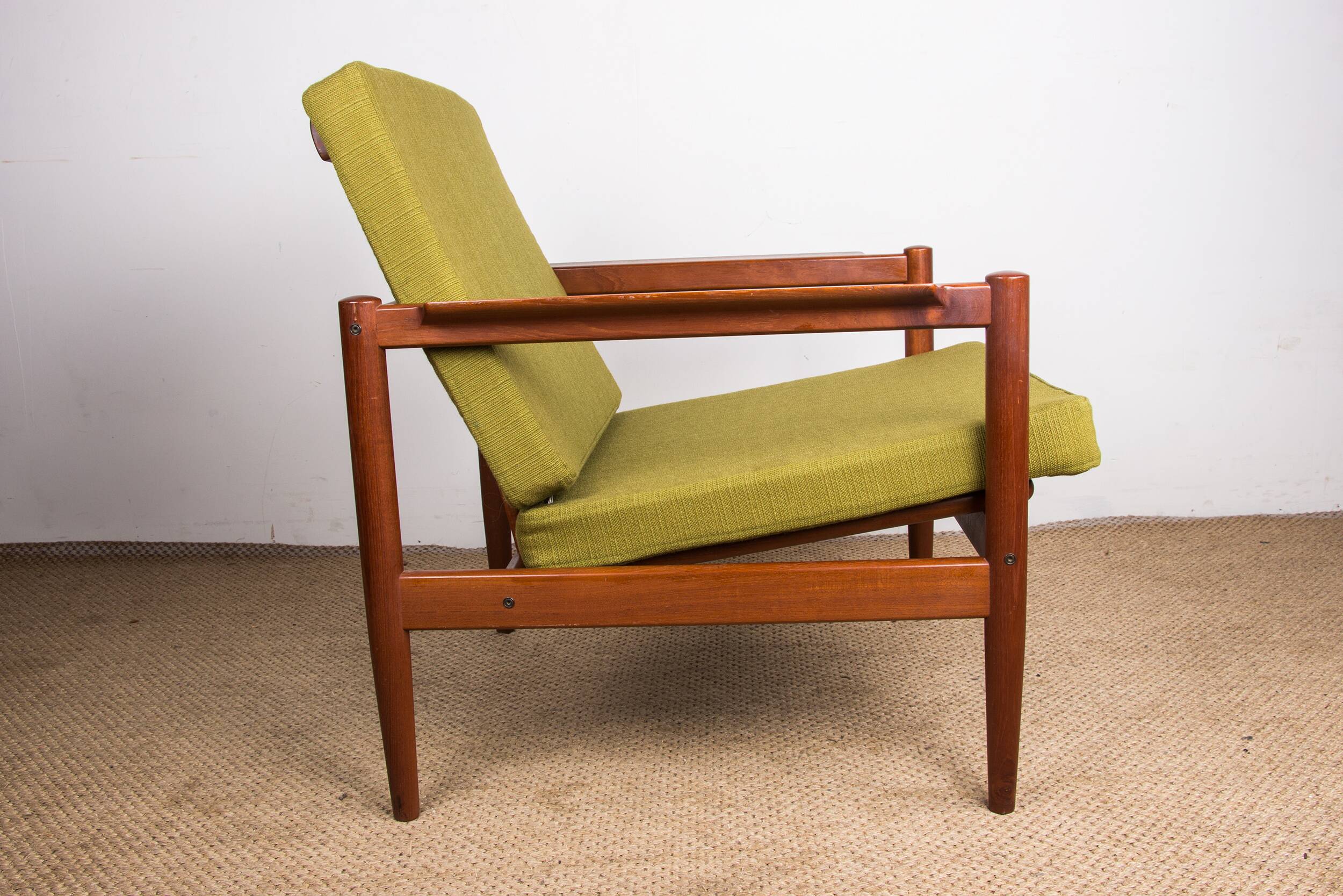 Danish Teak and fabric armchair by Børge Jensen & Sønner 1960.