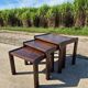 Set 3 vintage dark wooden nesting tables 1970s brutalist