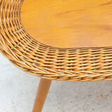 Mid century rattan stool by Jan Kalous for ÚLUV, 1960´s, Czechoslovakia