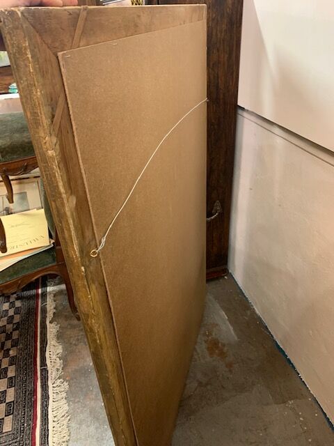 Giled and black fireplace mirror