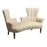 Antique fabric sofa, painted beech, Italy, 19th century