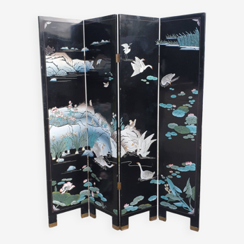 Ornate Chinese lacquer screen