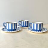 Set of 3 FOX TROTT coffee cups from Sarreguemines, 1930s, Art Deco service.