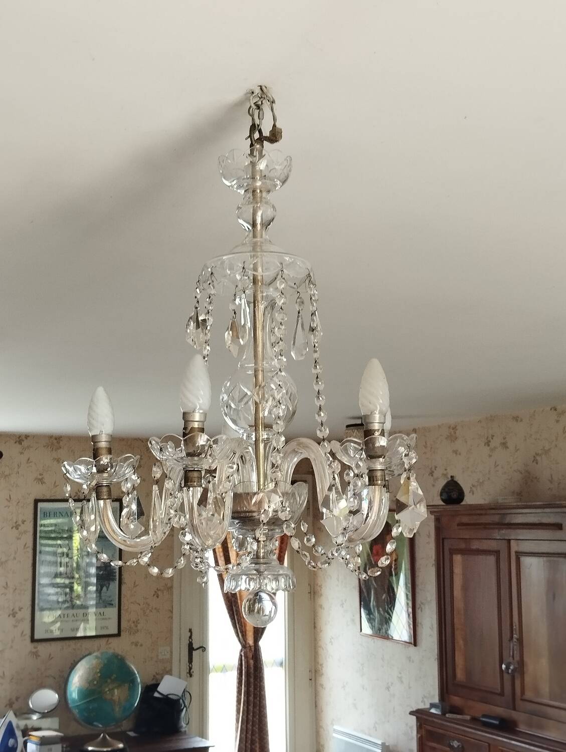 Lustre vintage en cristal, italie, 1940s