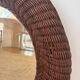 Mid-century wicker and rattan mirror