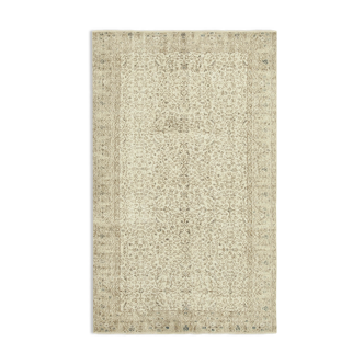 Tapis beige turc en détresse noué à la main 164 cm x 264 cm - 38890