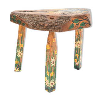 Solid and painted wooden stool