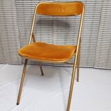 Ensemble de 6 chaises de conférence Souvignet, vintage, en velours safran