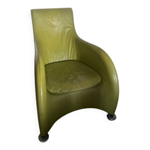 Fauteuil vert anis en - cuir