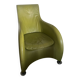 Lime green leather armchair by van den Bergh