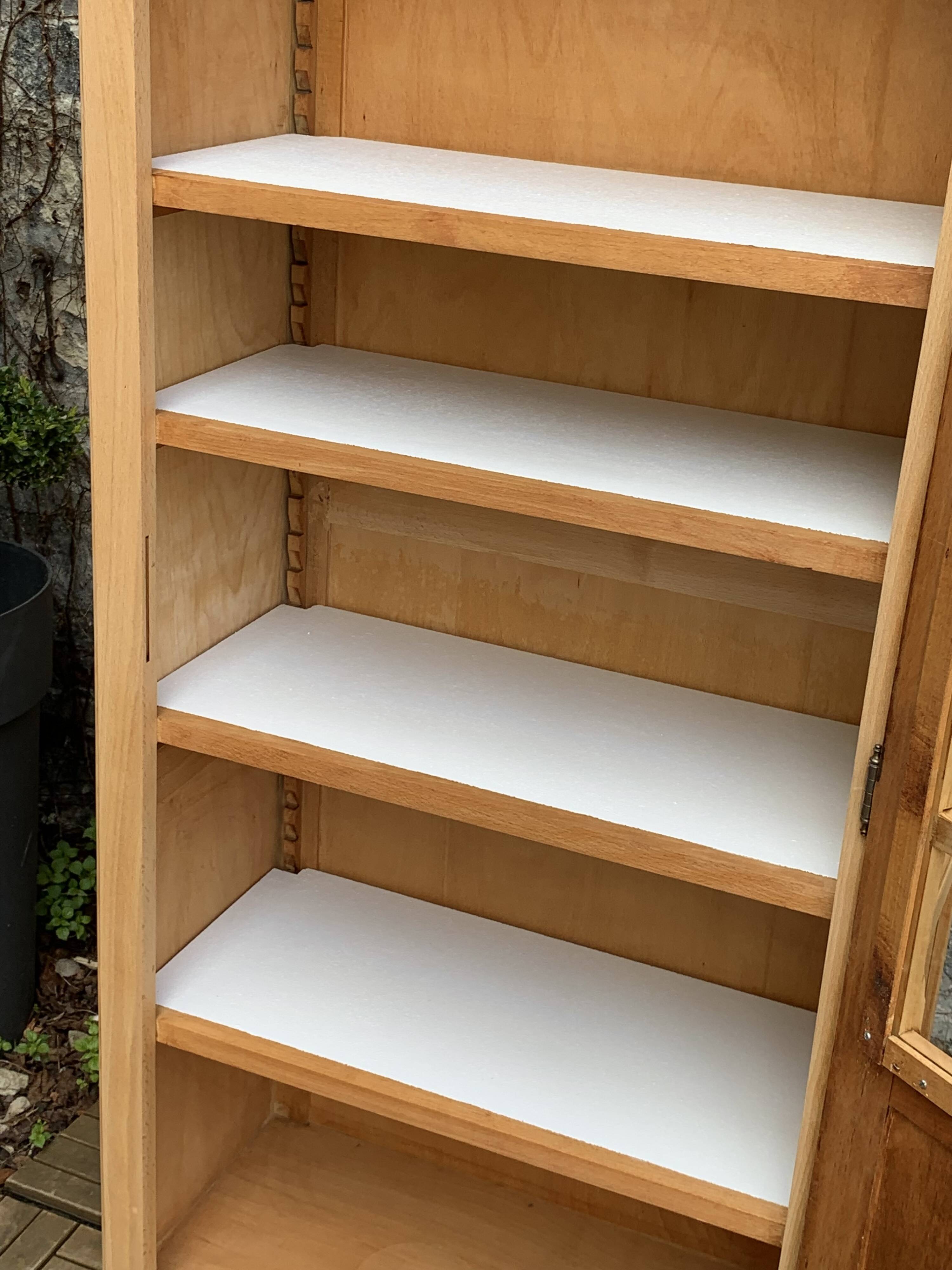 Parisian glass cabinet, raw wood, 1960s