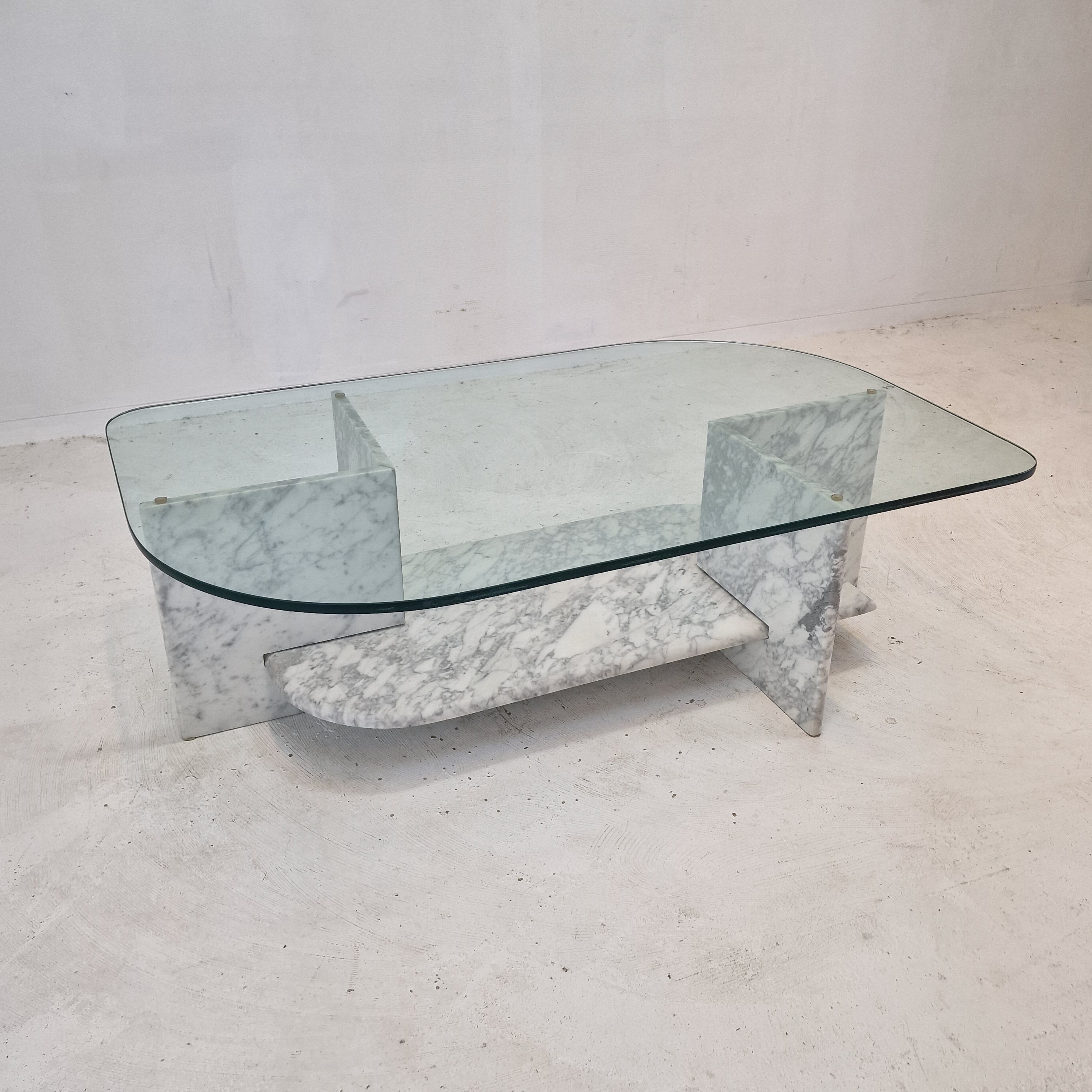 Italian Marble and Glass Coffee Table, 1980's