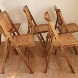 Set of 5 foldable cannate chairs (50s-60s)