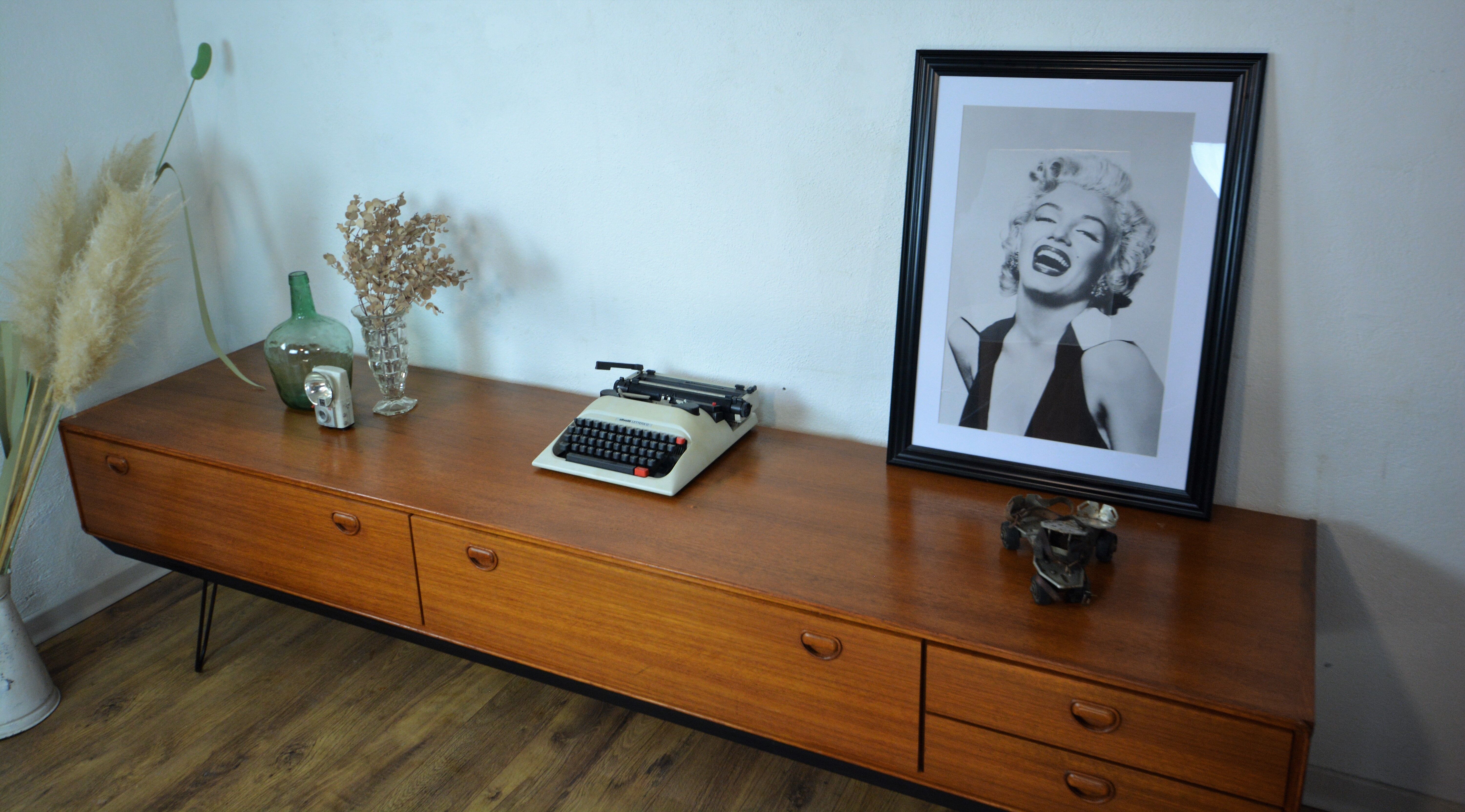 Scandinavian sideboard teak and metal row