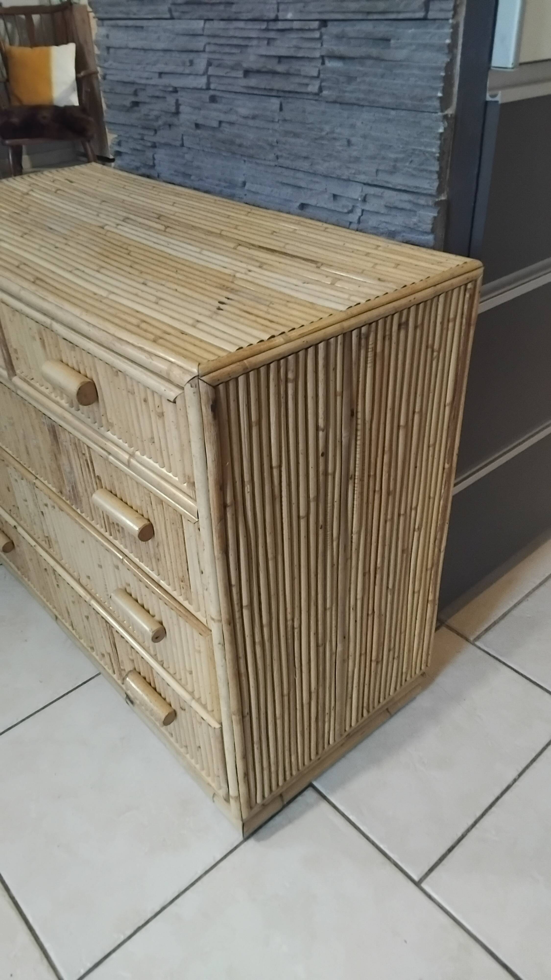 Vintage rattan chest of drawers