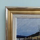 1948 Mid-Century Modern Swedish "Still" Vintage Landscape Oil Painting, Framed