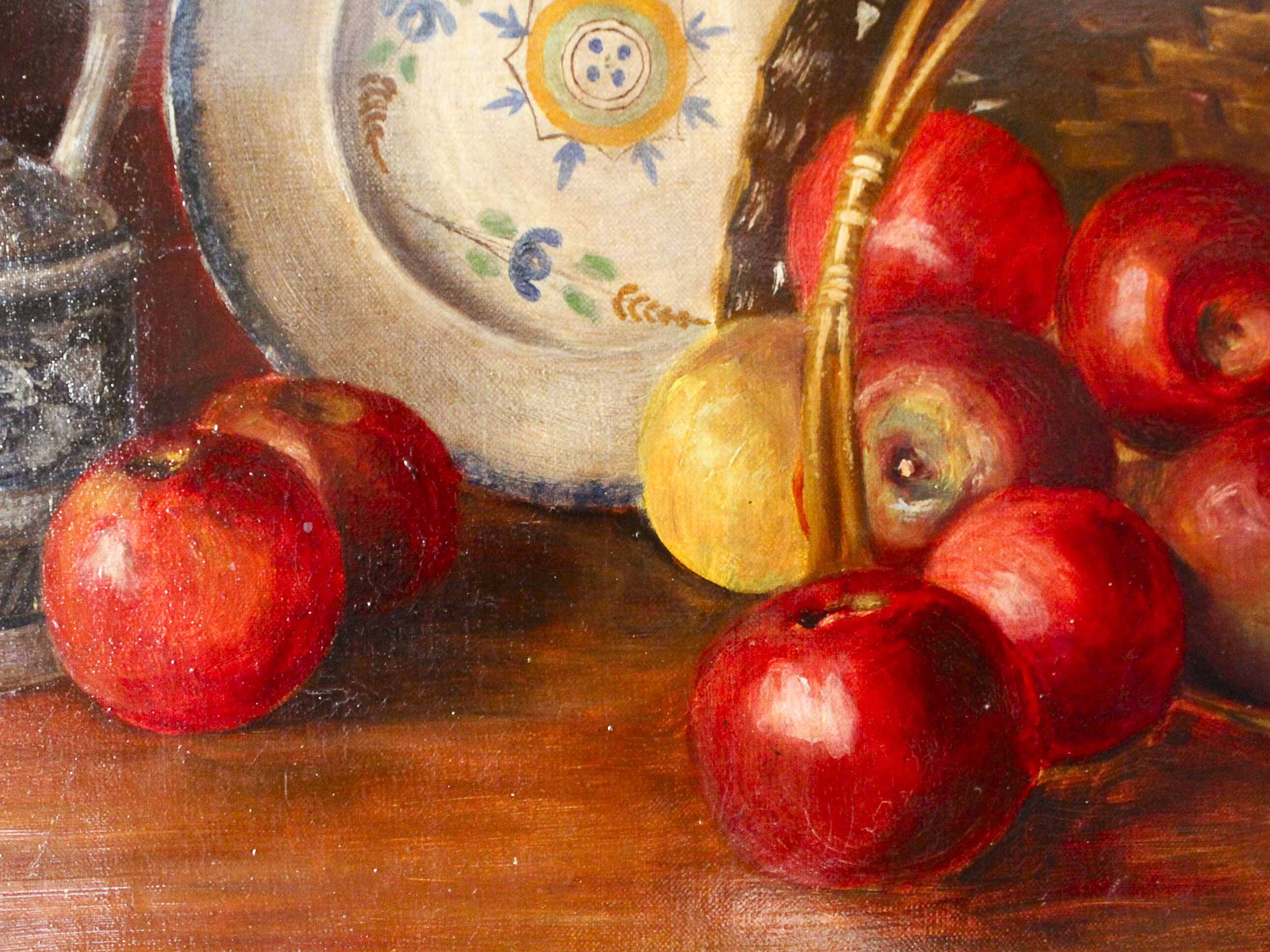 Oil on canvas still life early 20th century