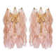 Set of Two Contemporary Pink “Poliedri” Murano Glass Gold 24k Wall Sconces