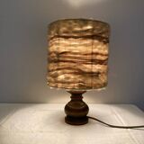 Lampe en bois, abat-jour en laine