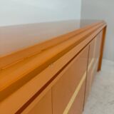 Italian orange lacquered sideboard with inlay, 1970s