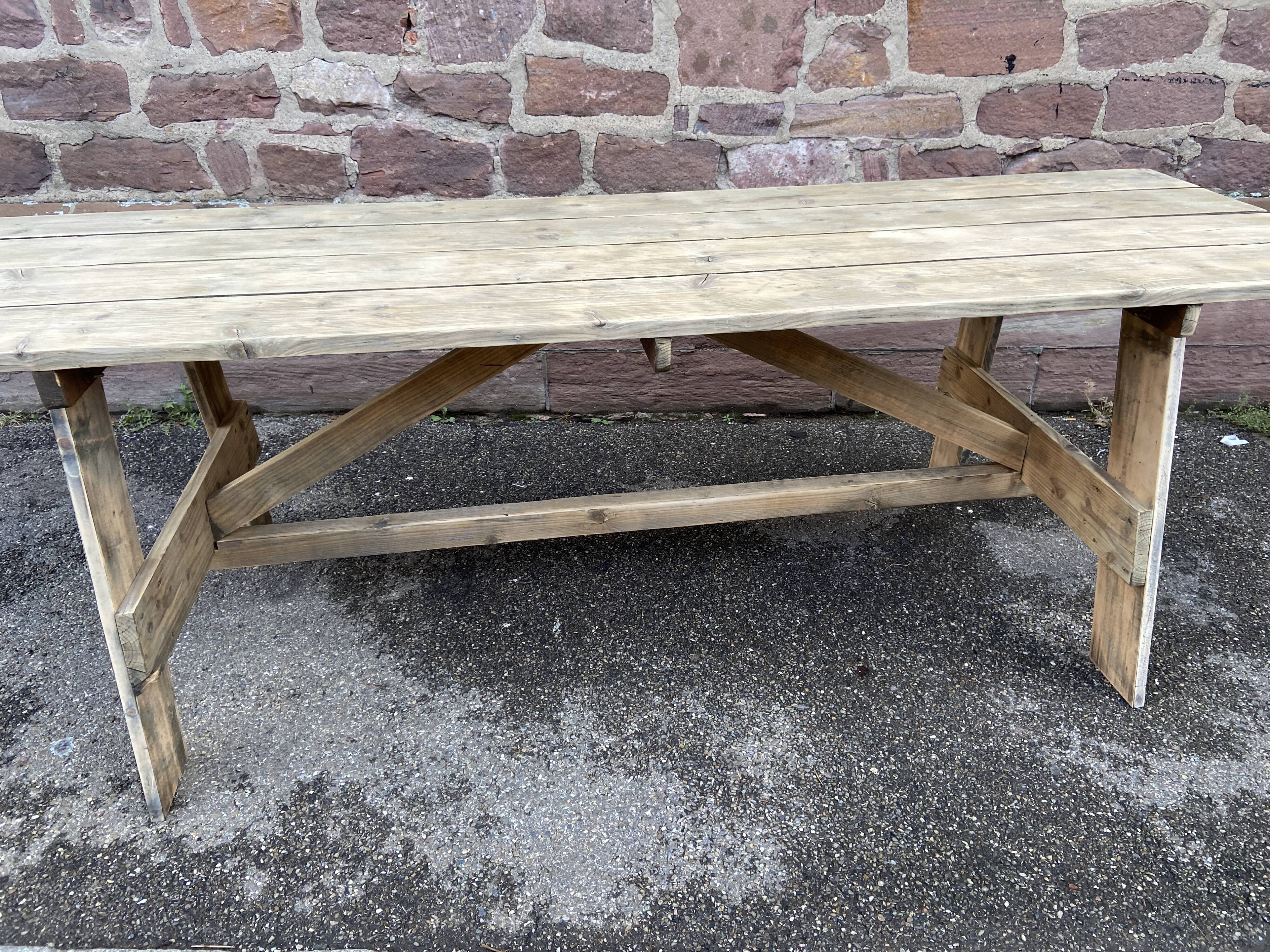 Large country farm table 240 cm in raw natural wood brewery fir