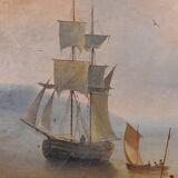 Tableau « Lumière sur le port », école française du XIXe