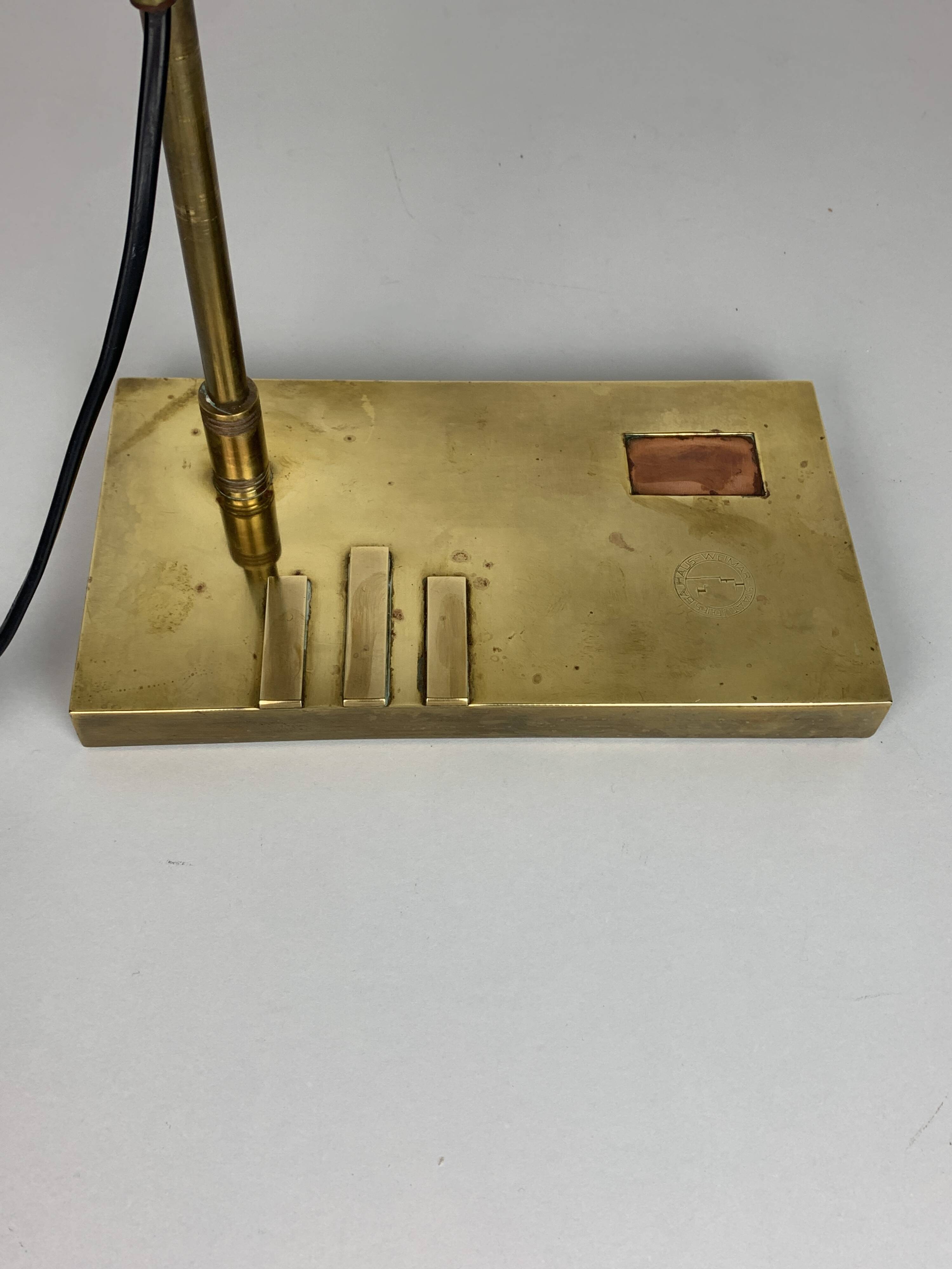 Brass Bauhaus Art Deco architectural Marcel Breuer style desk or table lamp