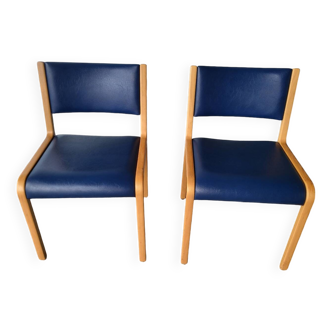Paire de chaises Vintage en bois courbé par Wilhelm Ritz pour Wilkhahn circa 1960 en très bon état