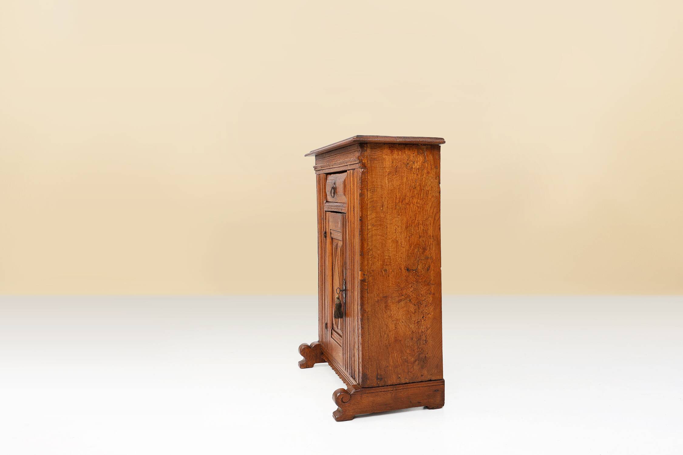 16th Century Belgian hand carved single door cabinet in full oak