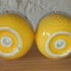 Salt and pepper shakers in earthenware – lemon pattern, 1950s