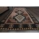 70's Brown Turkish Oushak Handmade Wool Geometric Motif Runner Rug 123x293