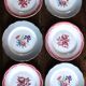 6 flat plates Digoin Sarregemines Marsac red with gold flowers