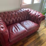 Sofa chesterfield red leather