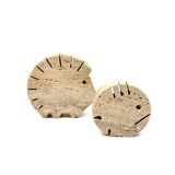 Travertine figures porcupine and fish, Fratelli Mannelli, Italy 1970s