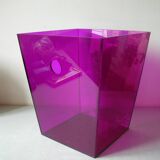 Office trash bin in eggplant purple plexiglass 30 cm