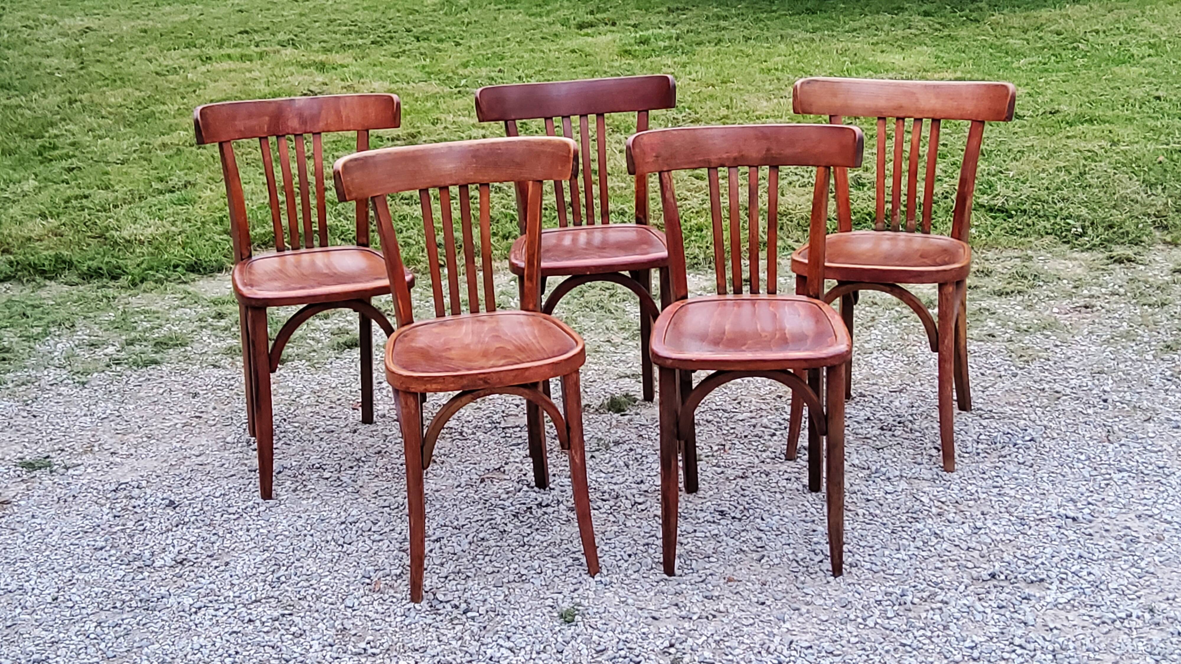Set of 5 Stella bistro chairs from the 50s