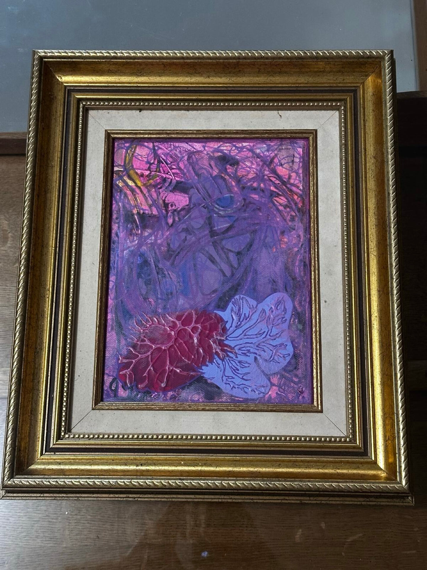 Abstract painting signed Bernard Ledain (1944-2024), mixed media on